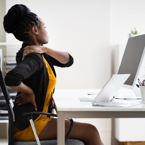 Back Pain Bad Posture Woman Sitting