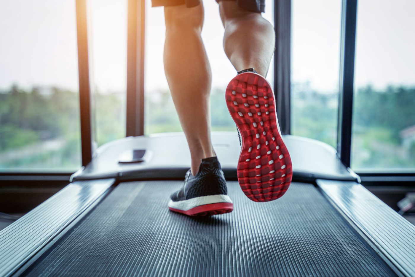 Man running on treadmill