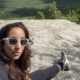 Lily Hudson selfie on a rock